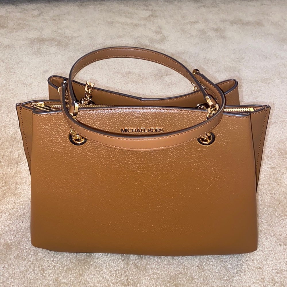NWOT Michael Kors Large Triple Compartment Caramel Brown Purse
